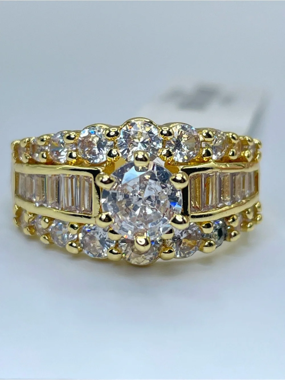 Swarovski Crystals Elements White Crystal Art Deco Bridal Ring Sz 7